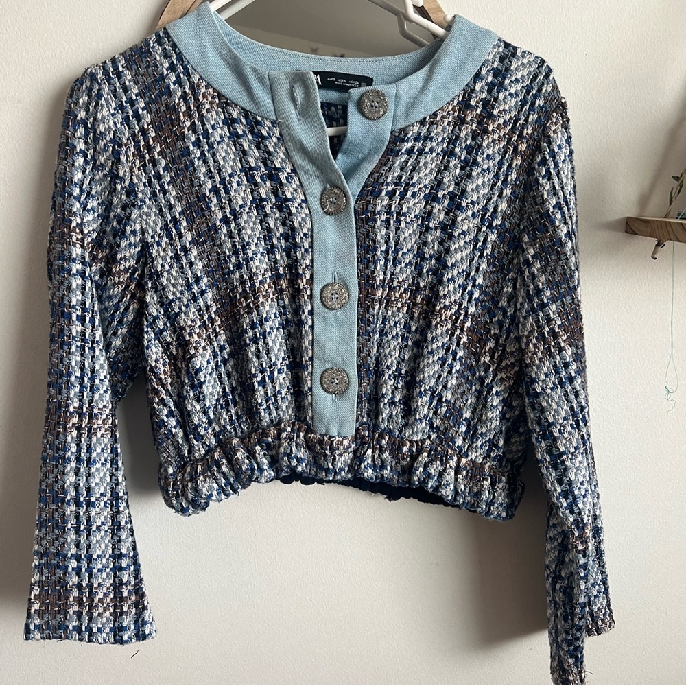 Blue size S Zara wool cropped blazer